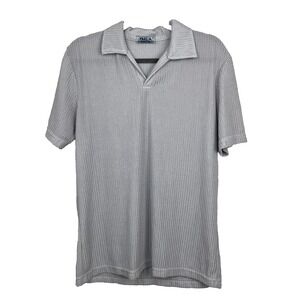 Vintage 90s YMLA Club Wear Polo Shirt Large Short Sleeve Gray Mesh Made in USA